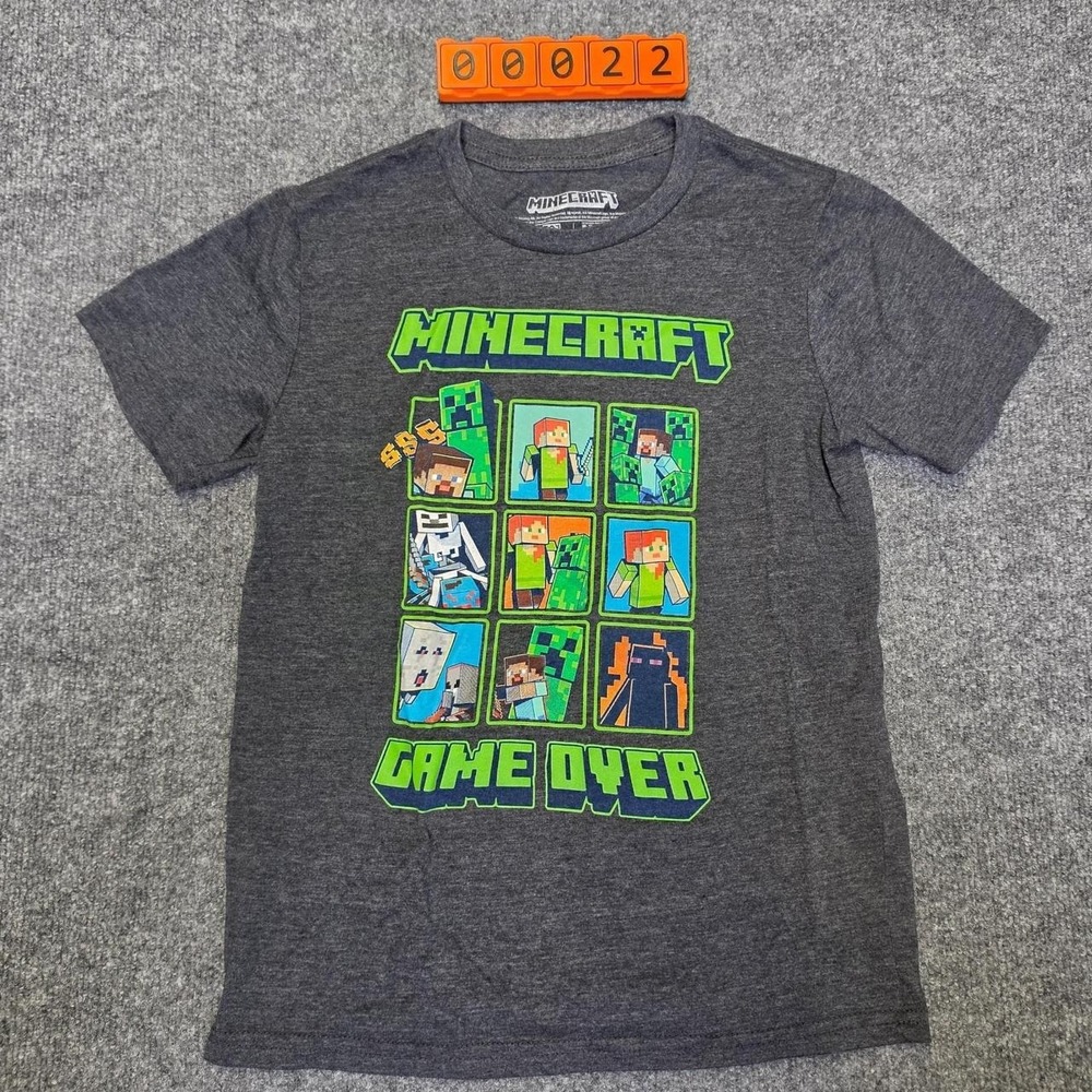 Minecraft Game Over Graphic Tee with Minecraft characters in a grid Size M